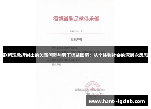 赵鹏现象折射出的欠薪问题与劳工权益困境：从个体到社会的深层次反思
